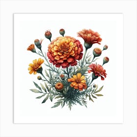 Flower of African marigold Art Print