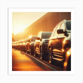 Parked Cars In A Parking Lot 2 Art Print