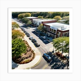 Outlet Georgia Community Mall Large Asphalt Car Drone Driving Southern City Infrastructur (1) Art Print