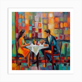 Couple At Dinner Art Print