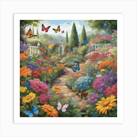 Butterfly Garden Paintings Art Print 2 Art Print