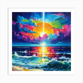 Sun Rising Over The Ocean Art Print