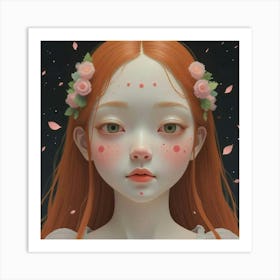 Girl With Flowers Art Print