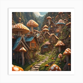 An Intricate Village Made Of Psychedelic Mushrooms Art By Greg Rutkowsk 3d Render By Jacob Lawren Art Print