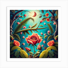 Roses In The Forest 1 Art Print