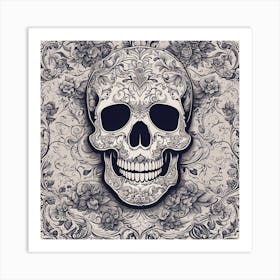 Sugar Skull With Floral Pattern Art Print