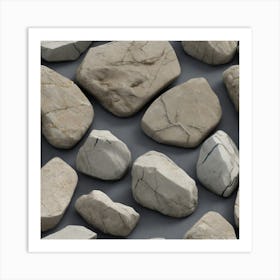 Rocks On A Gray Background Art Print