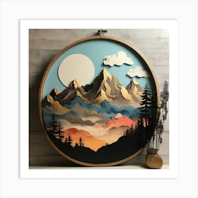 Boho Art Silhouette of Mountains 1 Art Print