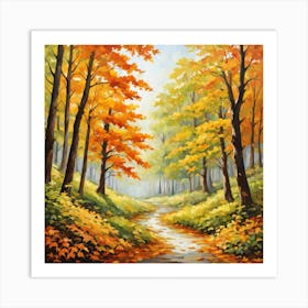 Forest In Autumn In Minimalist Style Square Composition 239 Art Print