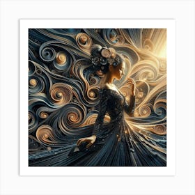 Woman In A Black Dress Art Print