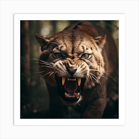 Lion Roaring In The Forest 1 Art Print