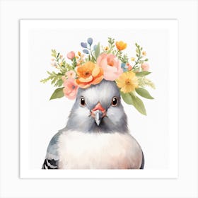 Floral Baby Pigeon Nursery Illustration (7) Art Print