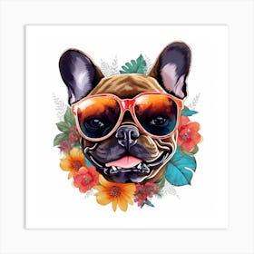 French Bulldog In Sunglasses Art Print