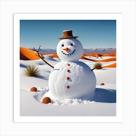 Snowman In The Desert 1 Art Print