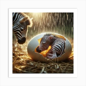 Zebras In The Rain 1 Art Print