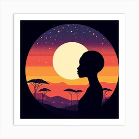 Silhouette Of African Woman 1 Art Print