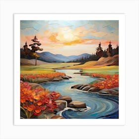 Sunset River Art Print