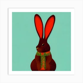 Christmas Scarf Bunny Art Print