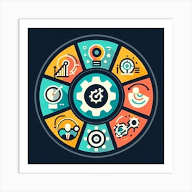 Circle With Gears And Icons Art Print