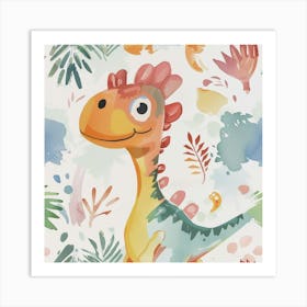 Cute Muted Pasteldilophosaurus Dinosaur  2 Art Print