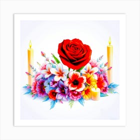 Roses And Candles 1 Art Print