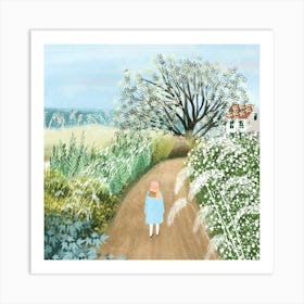 Girl Walking in the garden Art Print