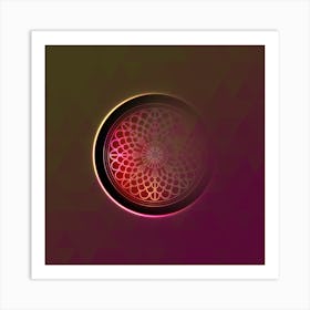 Geometric Neon Glyph on Jewel Tone Triangle Pattern 376 Art Print
