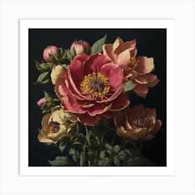 Peonies In A Vase Art Print