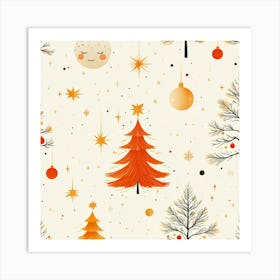 Christmas Tree Seamless Pattern 1 Art Print