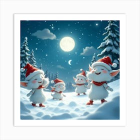 Christmas Elves 4 Art Print