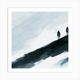 Two Men Walking Up A Hill Art Print