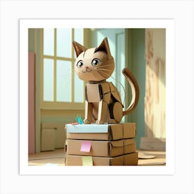 Cardboard Cat Wall Decoration Art Print