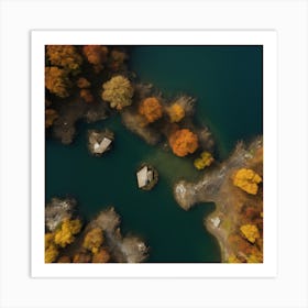 Autumn Trees On A Lake 1 Art Print