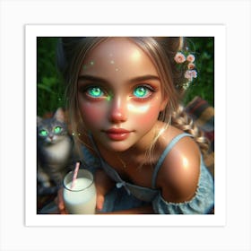 Little Girl With Green Eyes 2 Art Print