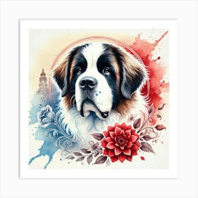 Watercolor Saint Bernard 2 Art Print