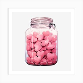 Pink Hearts In A Jar 7 Art Print