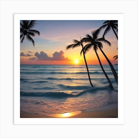 Sunset At The Beach Art Print