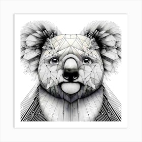 Koala Head - Abstract Line Art Illustration 98 Art Print