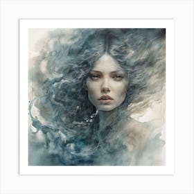 Girl In Water Art Print