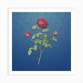 Vintage Agatha Rose in Bloom Botanical on Bahama Blue Pattern n.1057 Art Print