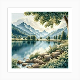 Landscape By The Lake Art Print