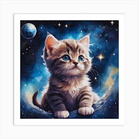 Kitten On The Moon 3 Art Print