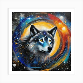 Wolf In Space Art Print