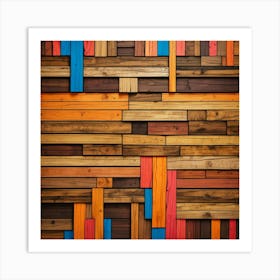 Colorful Wooden Wall Art Print