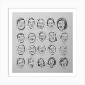 Collection Of Faces Art Print