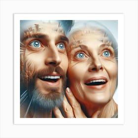 Old Couple Looking At Each Other Art Print