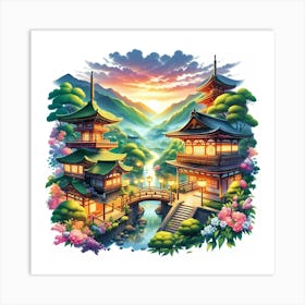 Japanese Village 1 Art Print