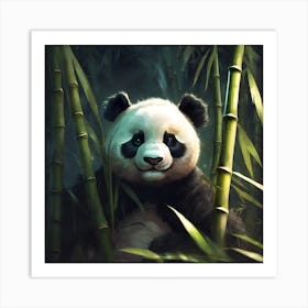 Young Panda Bear Cub amongst the Bamboo Art Print