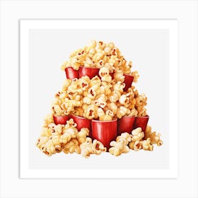 Popcorn In Red Cups Art Print