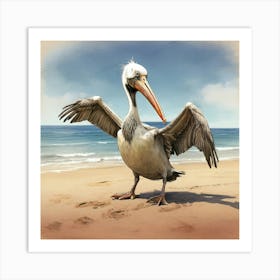 Pelican On The Beach 3 Art Print